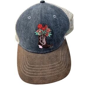 INFINITY Trucker Cap/ baseball cap, Cowboy boot with flowers, EVOLVE & ELUDE hat